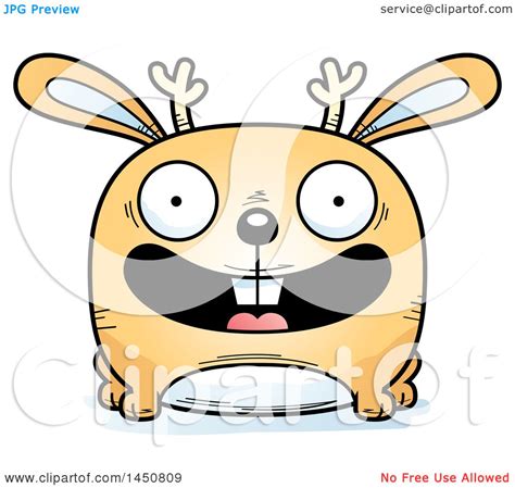 Clipart Graphic Of A Cartoon Smiling Jackalope Character Mascot