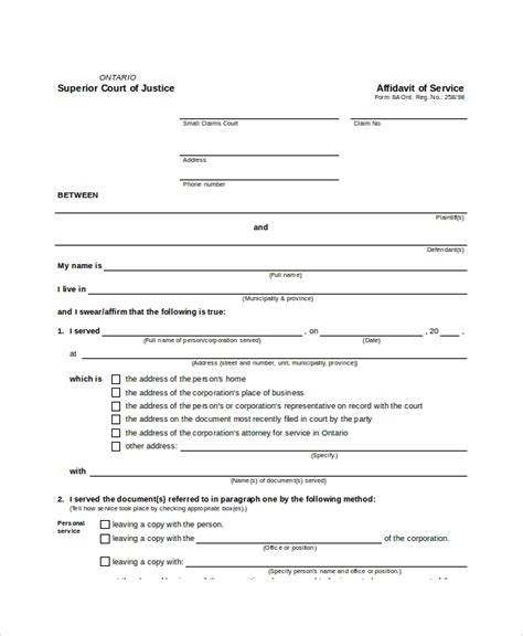 Affidavit Template Hq Printable Documents