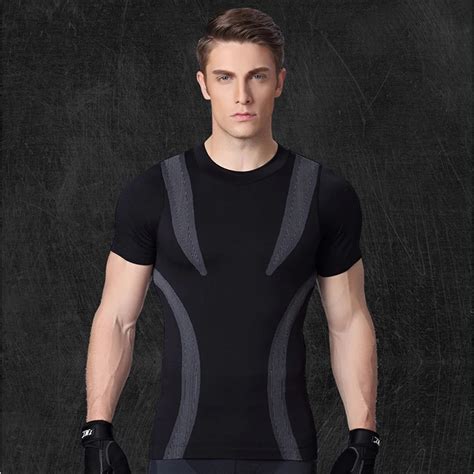 Men Compression Shirt Tights Base Layer Fitness Exercise Workout Tops Tees Shirt Jersey In T