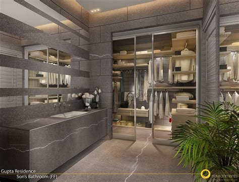 There are numerous ways to configure these three rooms. All grey! Minimal bath with ensuite walk in closet ...