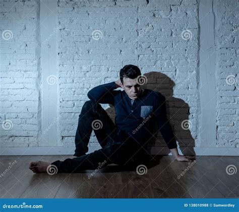 Desperate Lonely Unhappy Caucasian Man Suffering From Depression