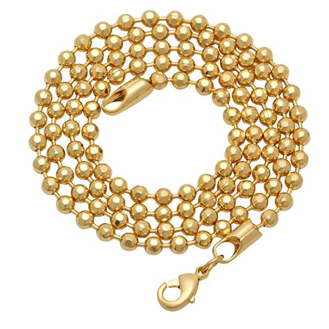 3mm 14k Yellow Gold Plated Diamond Cut Ball Link Chain Necklace EBay