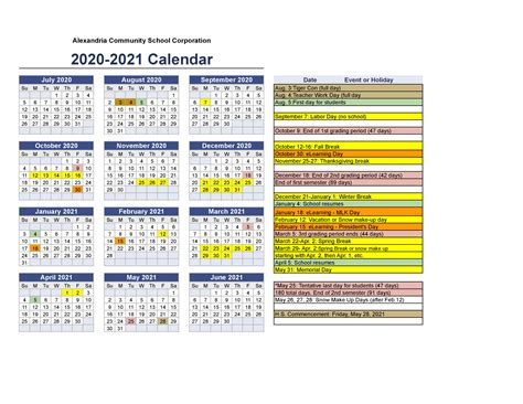 Doe Calendar 2020 To 2021 Printable Calendars 2021