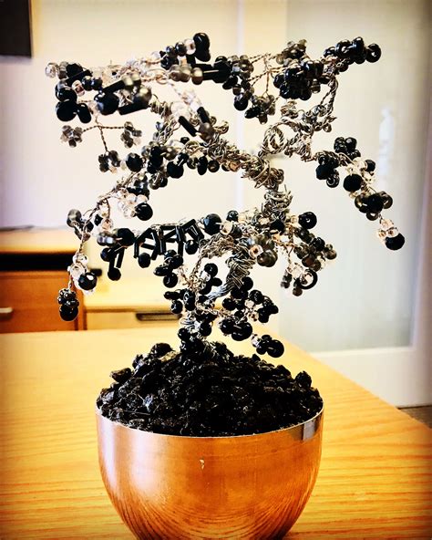 Beaded Wire Bonsai Tree Made With Czech Glass Seed Beads And Stainless