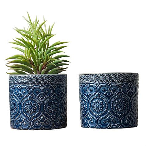 Blue and white ceramic flower pots pink pot. Amazon.com: MyGift 4-Inch Cobalt Blue Ceramic Floral ...