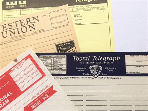 Four Vintage Blank Telegram Cablegram Forms Western Union