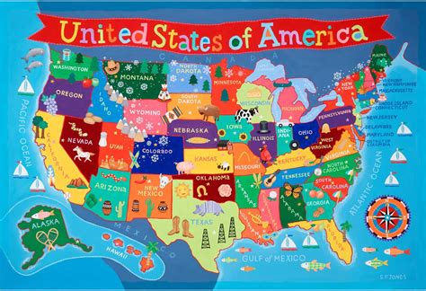 Usa Map For Kids Laminated United States Wall Chart Map 18 X 24 For Images