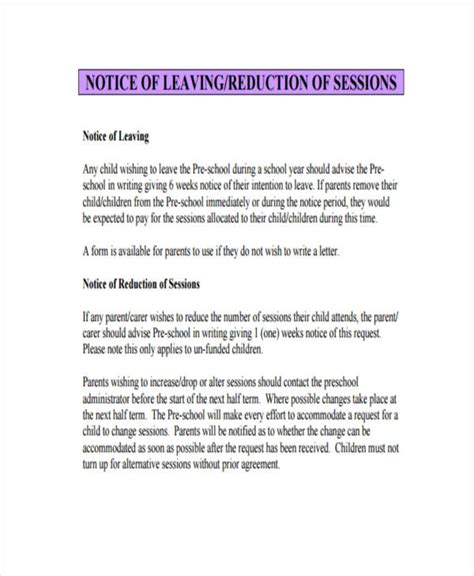 Leaving Notice 8 Examples Format Pdf Examples