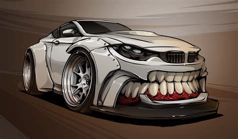 Beasted Up Cars Tutorial By Nitrouzzz Bmw M4 Car Cartoon Car Artwork