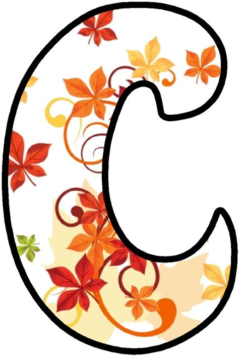 The Letter C Is Decorated With Autumn Leaves