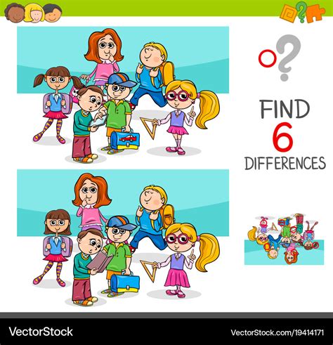Find Differences With School Children Characters Vector Image