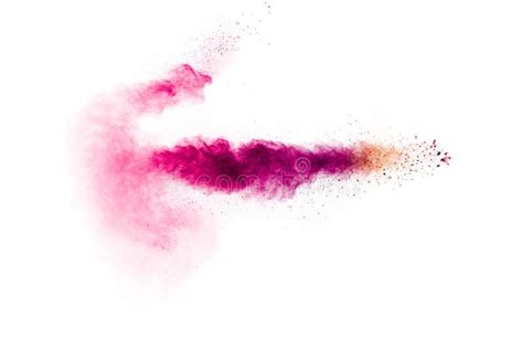 Pink Powder Explosion On White Background Pink Dust Splash Cloud Stock