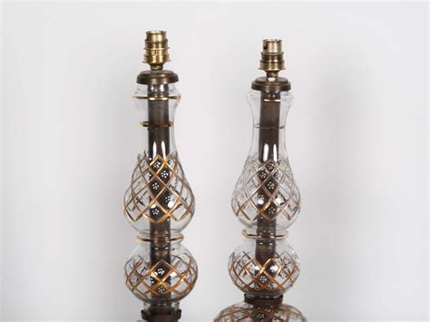 Pair Of Bohemian Crystal Lamp Bases End Of The 19th Century Ib05494