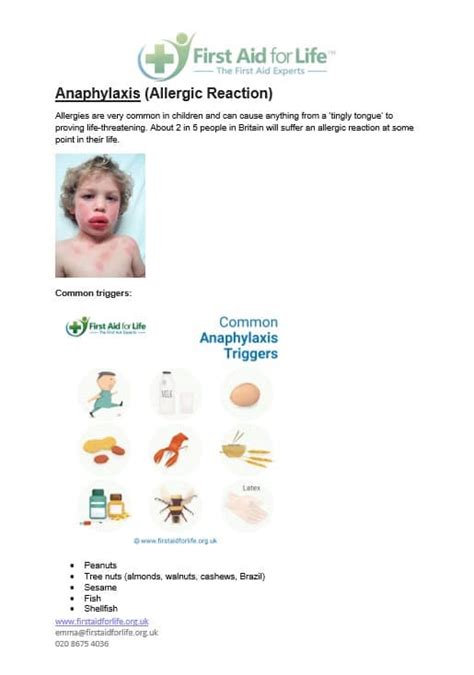 Anaphylaxis First Aid For Life