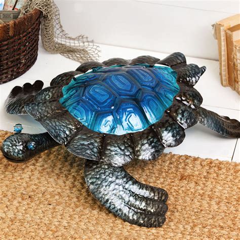 Sea Turtle Glass And Metal Sculpture Bella Coastal Decor