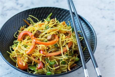 Stir Fried Vegetarian Singaporean Noodles Asian Inspirations