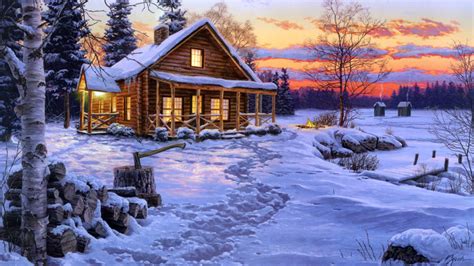 45 Log Cabin Christmas Scene Wallpapers On Wallpapersafari