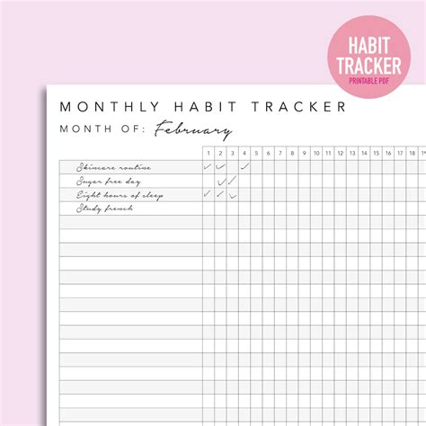 Monthly Habit Tracker Printable Instant Download Pdf Instant Download