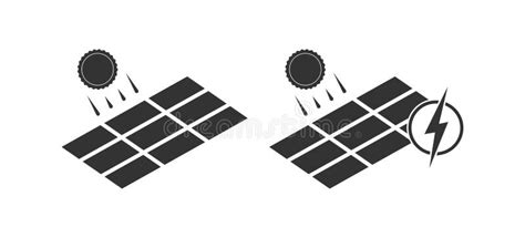 Solar Panels Icon Electricity Sun Energy Symbol Sign Lightning Bolt