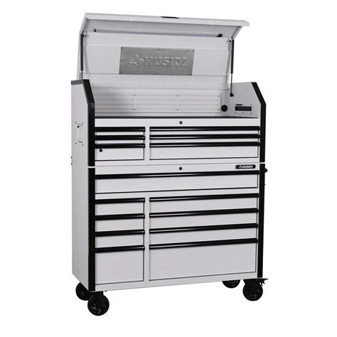 Husky Heavy Duty 52 In W X 215 In D 15 Drawer White Tool Chest Combo