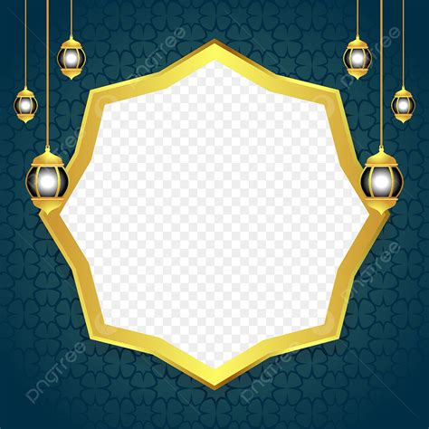 Gambar Twibbon Islamic Dengan Lentera Dan Bingkai Emas Dengan Latar