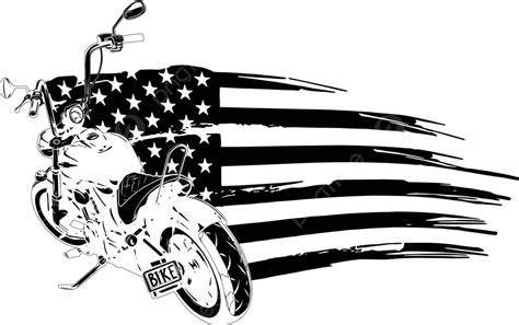 Chopper Motorcycle With American Flag Vector Illustration Graphic Sport