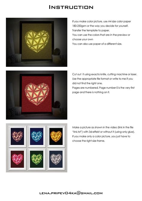 Light box Geometric Heart SVG silhouette template paper PDF | Etsy