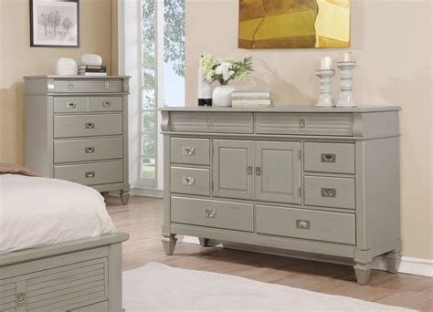 York 204 8 Drawers And 2 Doors Antique Grey Dresser Roundhill Furniture