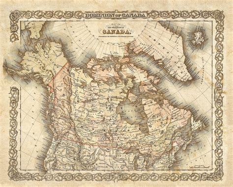 Map Of Canada 1855 Canadian Map Vintage Canada Map Restoration