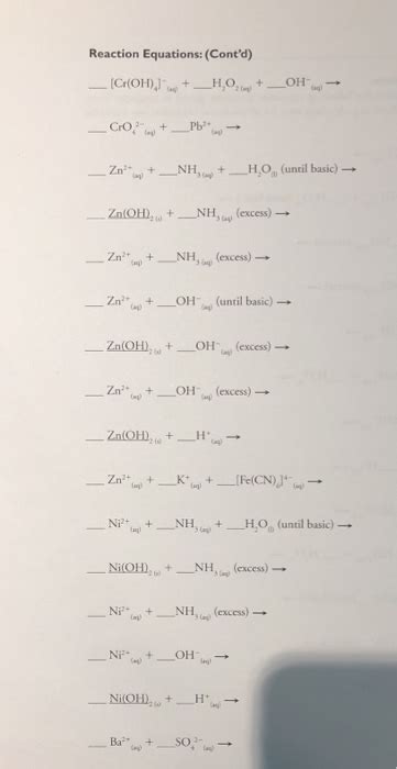 Solved Complete And Balance The Following Equations Chegg