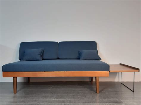 Vintage Scandinavian Sofa For Ekornes Svane In Teak And Blue Fabric