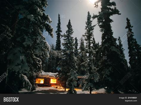 Cozy Log Cabin Moon Image And Photo Free Trial Bigstock