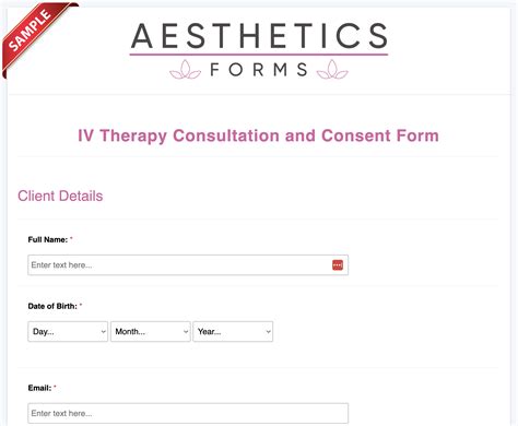Iv Therapy Consent Form Online Templates Aesthetics Forms