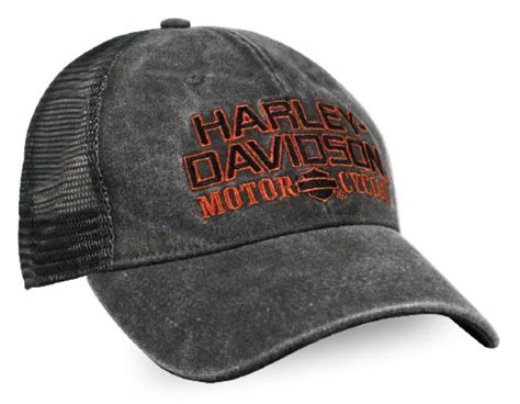 Harley Davidson Men S Embroidered H D Baseball Cap Distressed Charcoal