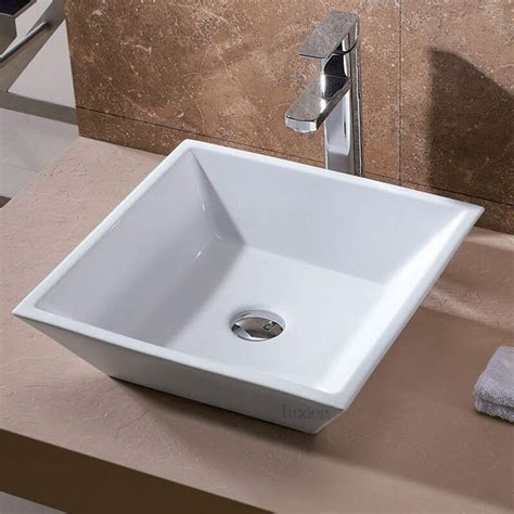 Bathroom Ceramic Square Vessel Bathroom Sink Square Bathroom Sink