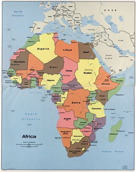 The black continent is divided roughly in two by the equator and surrounded by sea except where the isthmus. In high resolution detailed political map of Africa with the marks of capital cities and names ...