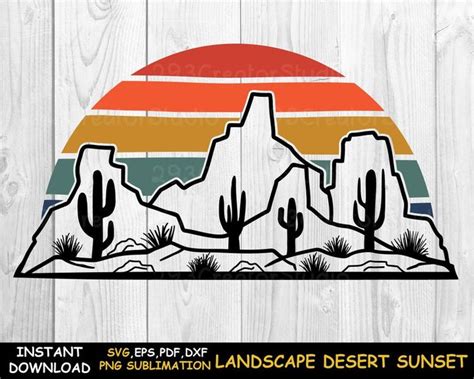 Desert Landscape Sunset Svg Desert Cactus Svg Sunset Svg Etsy In 2021