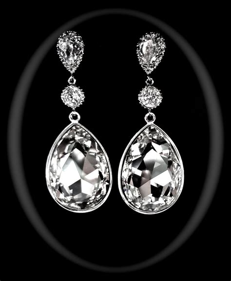 Swarovski Large Crystal Teardrop Earrings By Queenmejewelryllc