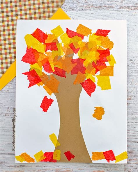 Tissue Paper Fall Tree Handprint Craft Fun Handprint Art