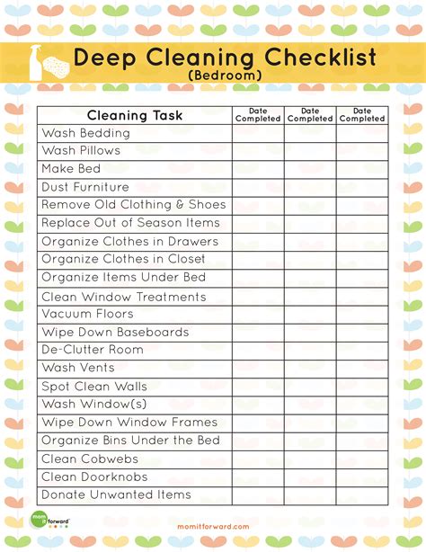 Printable Deep Cleaning Bedroom Checklist Mom It Forwardmom It Forward