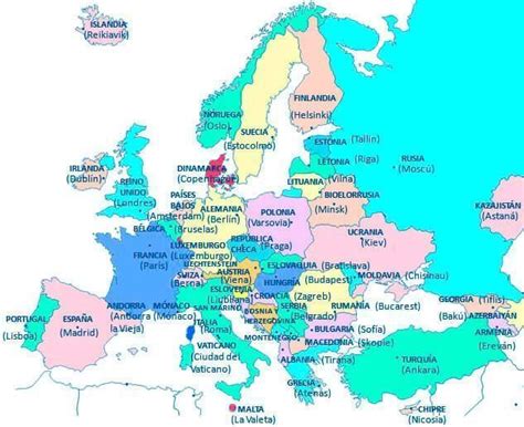 Nombres De Los Paises Del Continente Europeo Y Sus Capitales