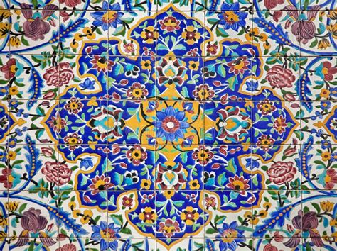 Photo About Floral Design On The Tiled Wall Of An Old Mosque In Tehran