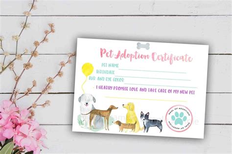 Puppy Party Adoption Certificate And Adopt A Puppy Sign Adopt Etsy