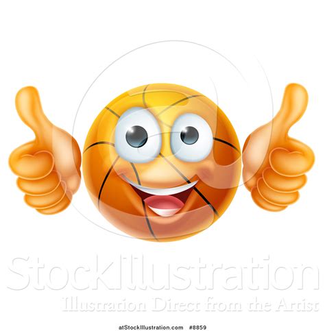 Vector Illustration Of A Cartoon Happy Basketball Character Giving Two
