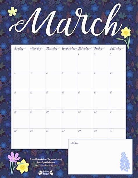 March Printable Calender