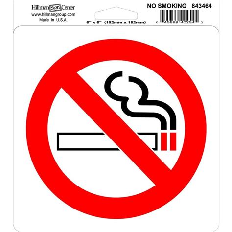 Hillman 6 In X 6 In Self Adhesive No Smoking Sign 843464 The Home Depot