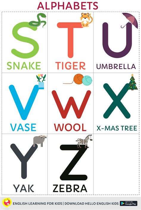 Hello English Kids Printable A Z Alphabets Kids App By Helloenglish