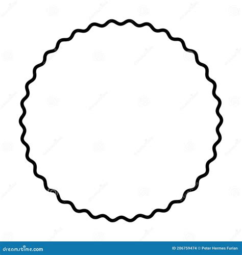 One Bold Wavy Line Forming A Black Circle Frame Stock Vector