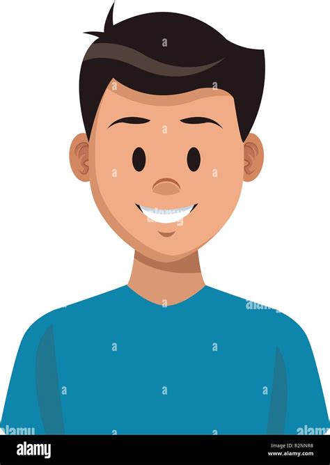 Man Profile Smiling Cartoon Vector Illustration Graphic Design Stock