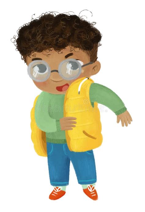 Cartoon Child Kid Boy Taking Off Or Putting On Autumn Clothes By Him